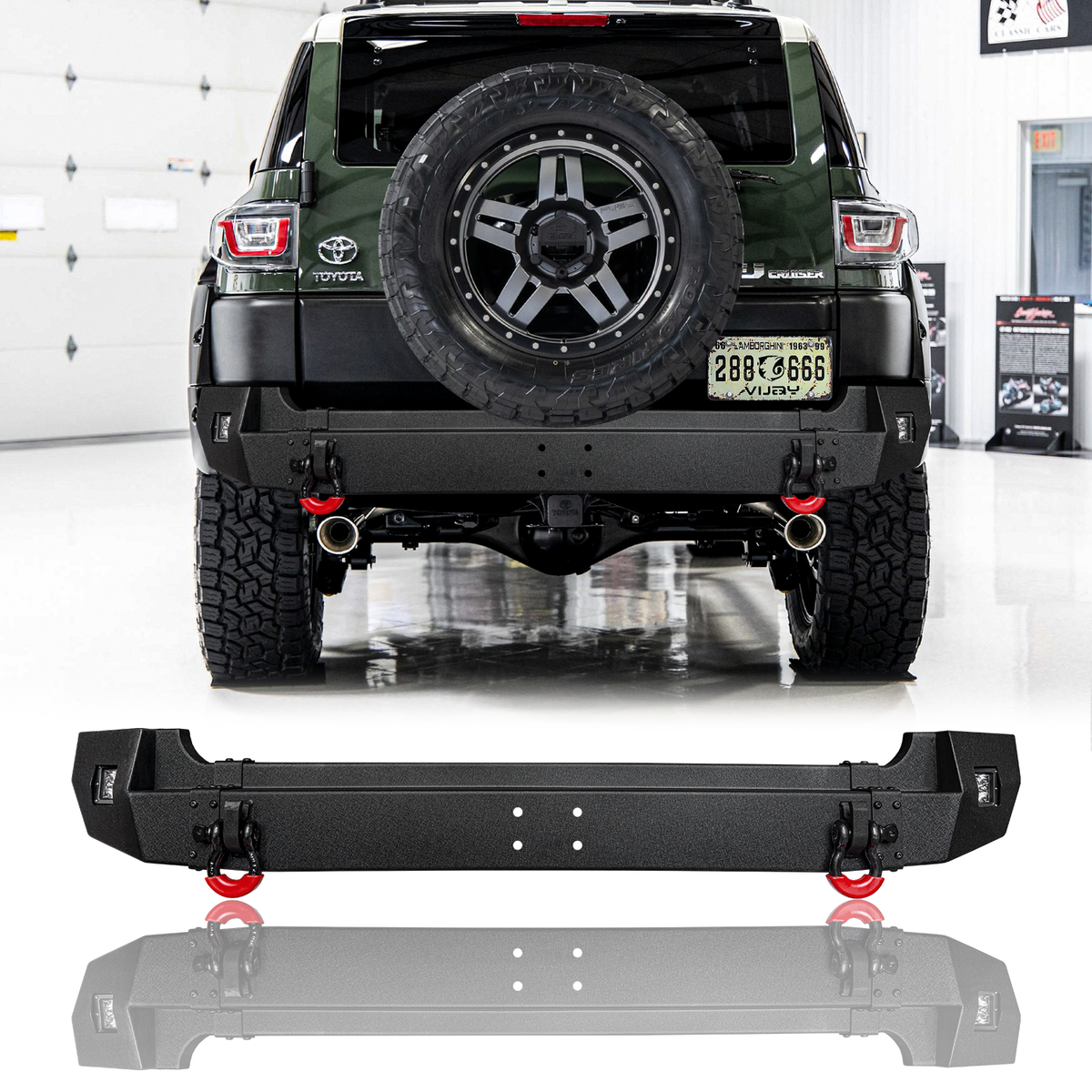 パーツ FJ Vijay For 2007-2014 FJ Cruiser Front or Rear Bumper w/D-Rings and