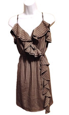 New Gianni Bini Foux Wrap Green Geometric Sleeveless A-Line Ruffle Dress Size: S