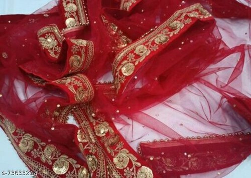 Dupatta novia india con red suave Zari trabajo bordado para boda - envío gratuito - Imagen 4 de 6