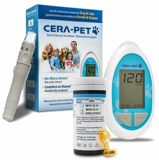 Cera Pet Cat Dog Diabetic Blood Glucose Meter Reading Kit and Approx 150 Strips for sale online