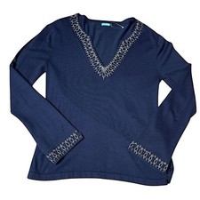 J. McLaughlin Beaded V-Neck Sweater size M NWOT