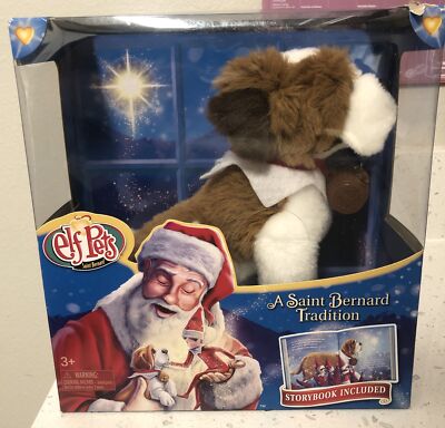 Elf Pets-A Saint Bernard Tradition Plush Dog w/Book 2016 Gift NEW IN BOX SEALED