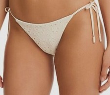 Red Carter Women Beige Eyelet Side Tie Bikini Bottom Size M