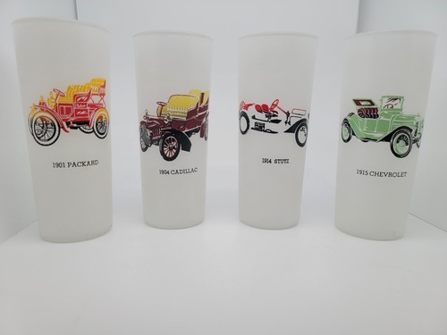 4 VTG CAR FROSTED GLASS 1914 STUTZ 1901 PACKARD 1904 Cadillac 1915 Chevrolet