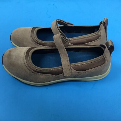Lands End Women's Comfort Mary Jane Suede Shoes Tan Size 9D