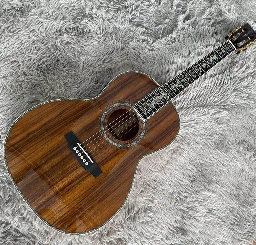 Handmade 00045 Acoustic Electric Guitar Full Koa Ebony Fretboard with EQ  - Image 4 of 4