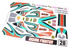 Retro Race Car Livery Red & Teal vinyl stickers Fits Tamiya Rising Fighter Buggy