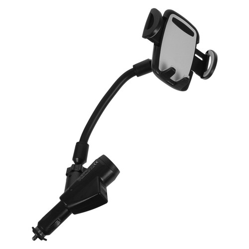 Car Mount Phone Holder with Dual USB Charger and Anti-Scratch Padding