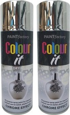 2x 400ml Chrome Effect Spray Paint High Gloss Finish Multi Purpose Metal Plastic