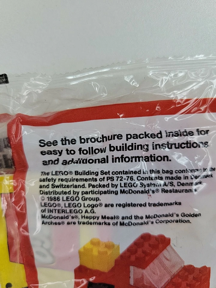 De colección 1986 McDonalds Happy Meal LEGO Juegos de Construcción Coche de Carreras Nuevo Stock Muerto Foto 4 de 4