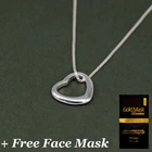 Open Floating Heart Pendant Necklace on 14”-24" Box Chain- Face Mask