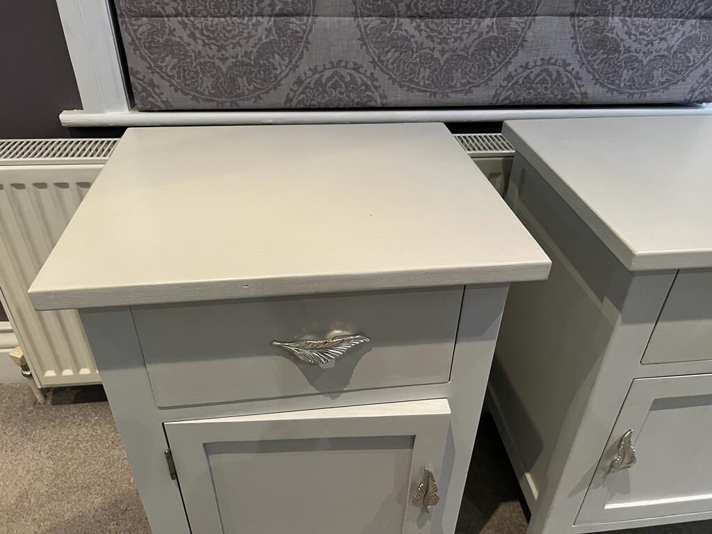 Bedside x 2 Oak Hand Painted Grey eBay