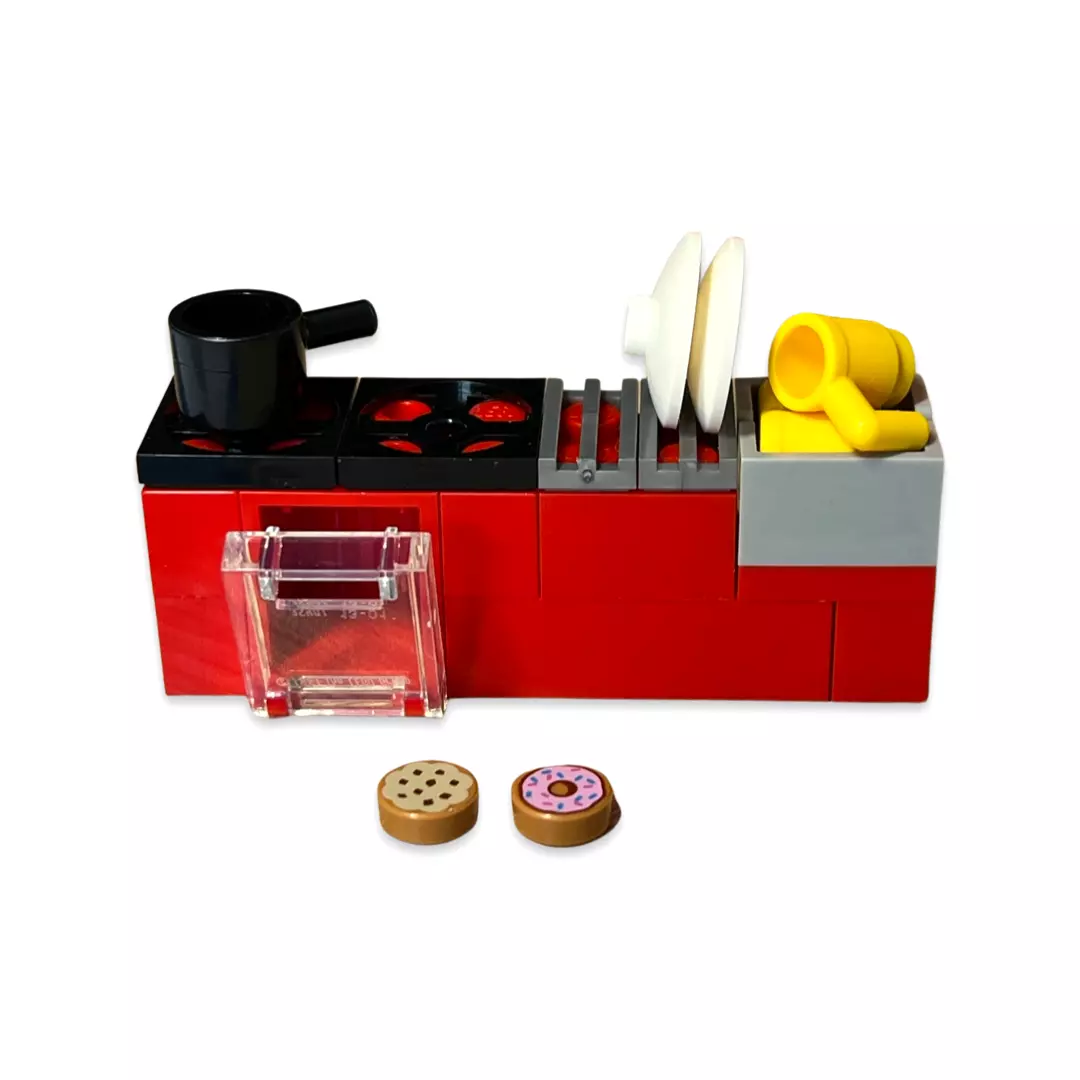 LEGO Oven in Red Sink with Pan & Plates - Double - Kitchen MOC eBay