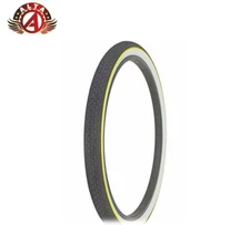 ALTA BICYCLE CRUISER WIRE BEAD TIRE 26 x 2.125 WHITEWALL YEL LINE CLASSIC BRICK