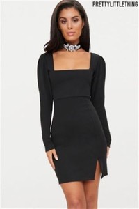 pretty little thing black dress long sleeve