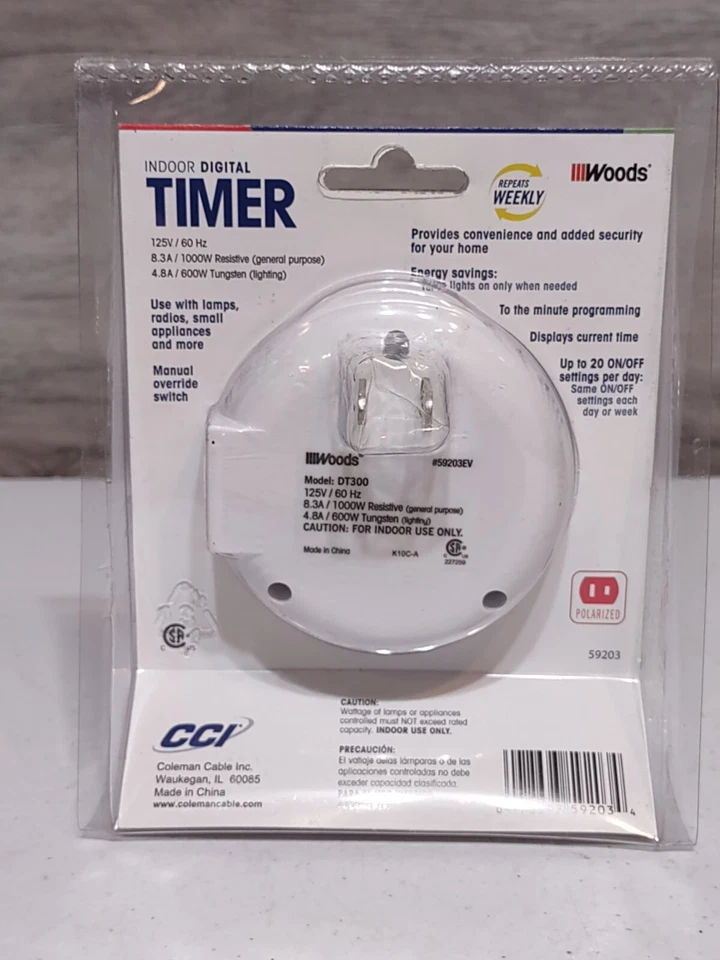 Temporizador de iluminación digital interior Woods DT300 7 días 59732 Foto 2 de 4