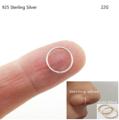 Silver Small Hoop Earrings For Women Men, 3 Pairs Cartilage Earrings Set Hypoallergenic 925 Sterling Silver Endless Helix Tragus Earrings Nose Lip Rings (8mm, 10mm, 12mm) In | Whizz Earrings - Foto 6