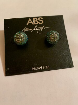 $35   ABS by Allen Schwartz  Blue Ombré pave fireball   Stud earrings M616