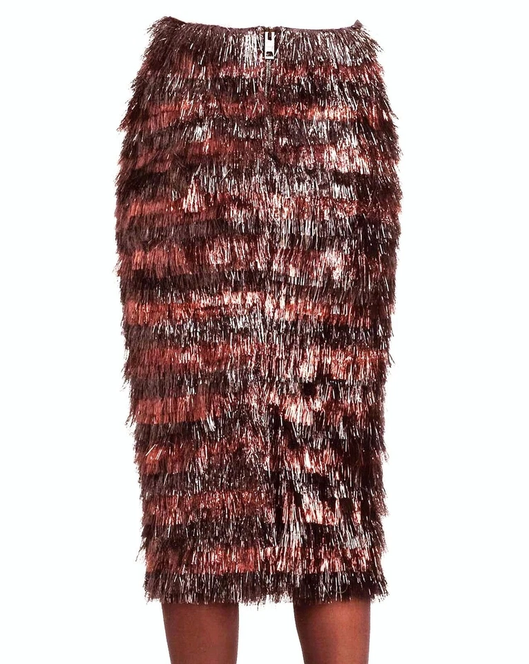 Falda Burberry Prorsum flecos metálicos pieza de pasarela W31 US12 IT46 $2395 RRP Foto 3 de 4