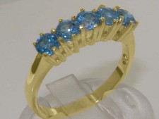 14k Yellow Gold Natural Blue Topaz Womens Eternity Ring - Sizes 4 to 12