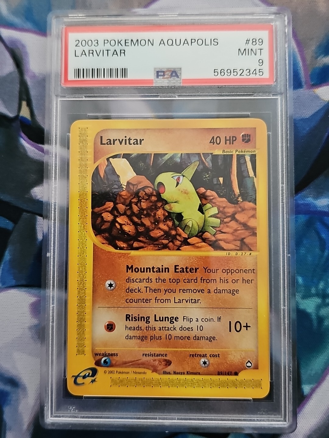 2003 Pokemon Aquapolis Larvitar 89/147 #89 Graded PSA 9 Mint