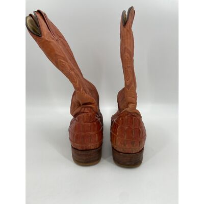 RUDEL Orange Brown Leather Gator Style Wester Cowboy Boots  display picture 1