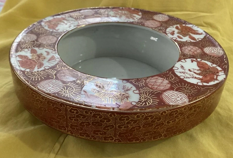 Antiguo cuenco japonés S. S. YashimamaRu línea K hecho a mano pintado a mano. Rojo y dorado Foto 4 de 4