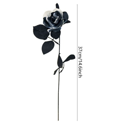 1x Schwarz Weiß Kunstblume Gothic Simulation Blume Braut Hochzeit Bouquet - Bild 2 von 12