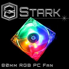 RGB 80mm 4-LED Quad Light Neon PC Computer Case Clear Cooling Fan Mod x1
