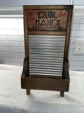 Vintage Dubl Handi Columbus Washboard Co Trinket Holder Deco 18 X 8 1/2"