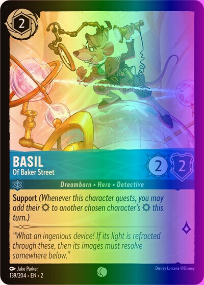 Lorcana Basil - Of Baker Street (139/216) Rise of the Floodborn NM FOIL