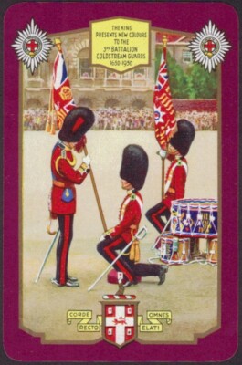 Spielkarten Einzelkarte alt Vintage 1950 WORSHIPFUL KING + COLDSTREAM GUARDS B