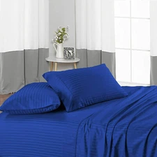 Egyptian Cotton Extra Deep Pocket Marvelous Bedding Royal Blue Strip Select Item