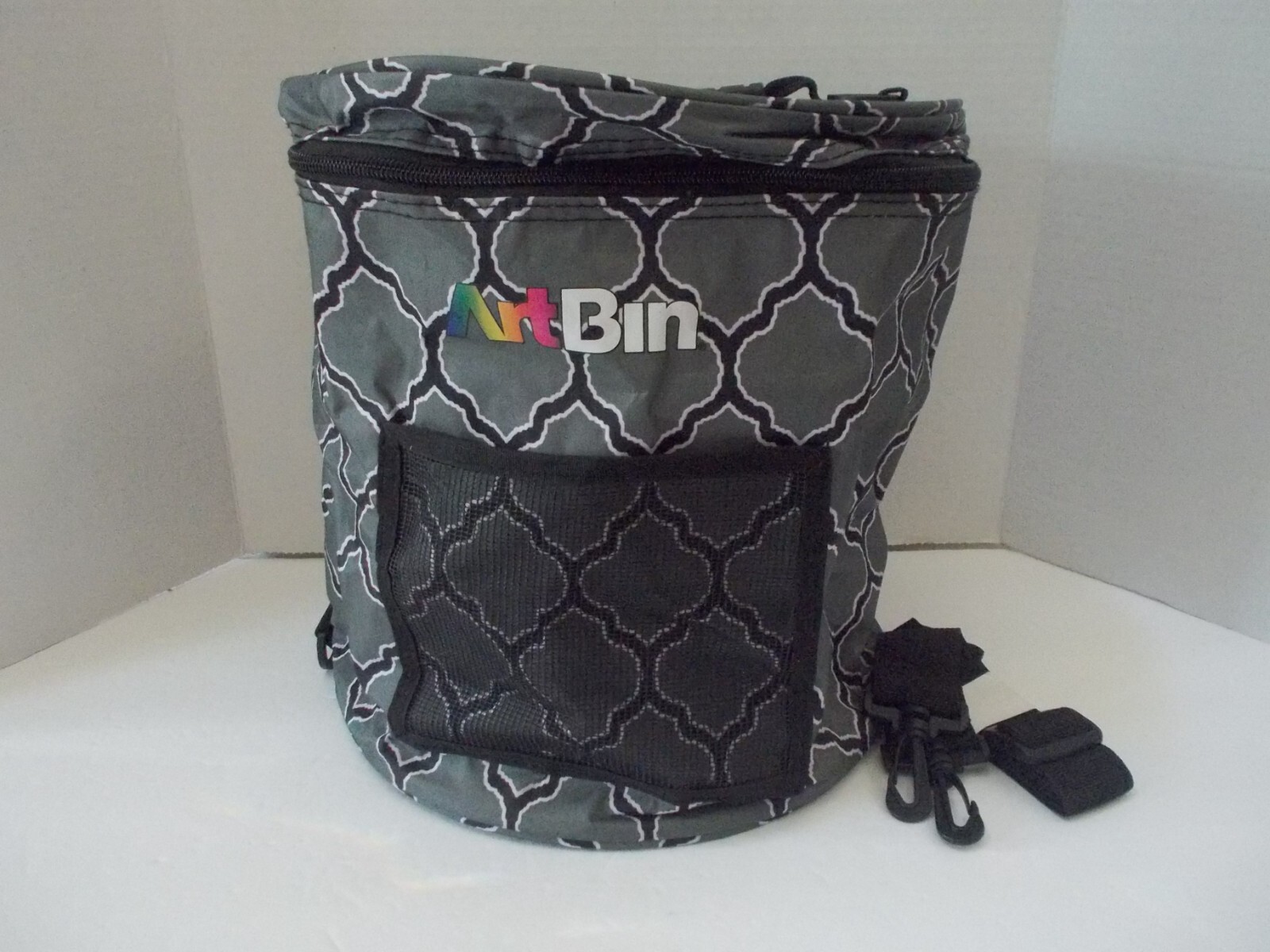 Art Bin Gray Black Quatrefoil Yarn Storage Drum for Knitting Crochet Needle Crafts  