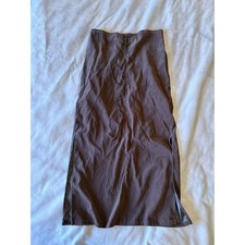 Vintage Brown Lace Up Front Maxi Skirt Side Slits Boho Goth Earthy Core