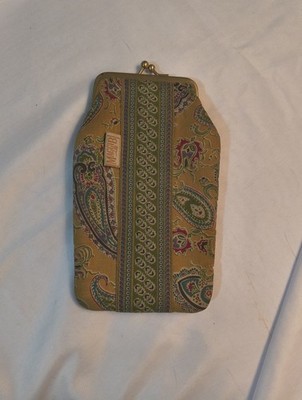 MAGGI B  Padded Framed Eyeglass Case Gold Green Paisley GANZ VG