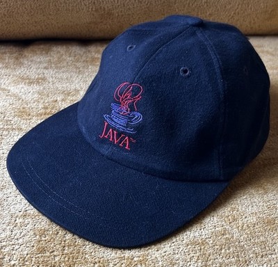 Vintage 90s Sun Microsystems Java Tech Apple Computer Black Hat Cap - Great Cond