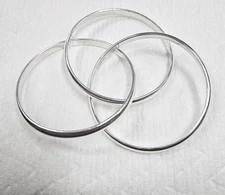 Tiffany & Co. 3 Sterling Bangle Bracelet * 7 1/3" (2.34" diameter) 99 grams