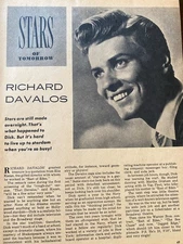 Richard Davalos, Full Page Vintage Clipping, aa