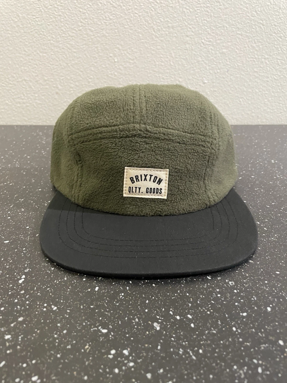Brixton Green Black Brim Fleece Adjustable Strap 5 Panel Hat Cap