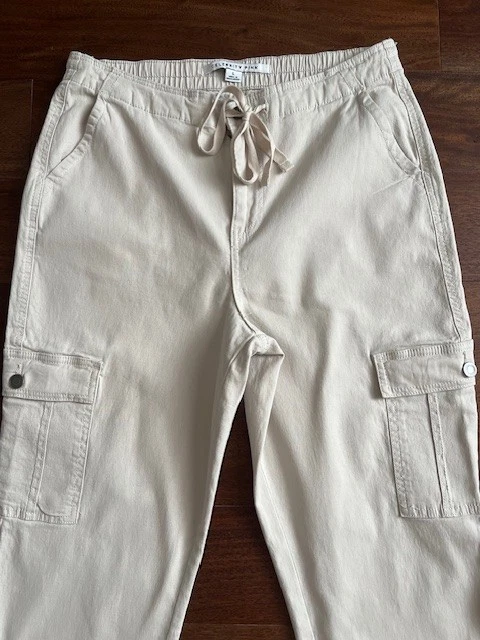 Pantalones de chándal cargo de algodón rosa celebridad para mujer marfil talla L NUEVO Foto 3 de 4