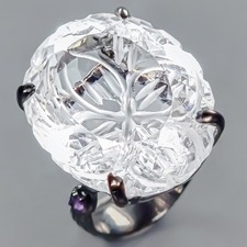 Antique 33 ct Natural Quartz Ring 925 Sterling Silver Size 7 /R427872