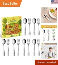 Toddler Eating Utensils Set,Set Of 12 Food Grade Stainless Steel Silverware S...