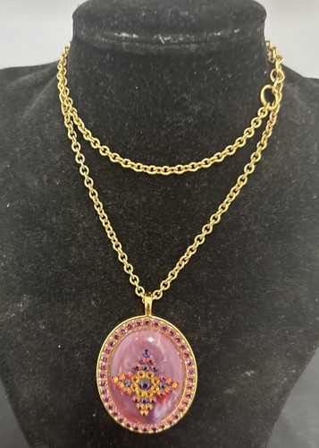 TARINA TARANTINO Vintage Flower Rhinestone Necklace Gold Tone