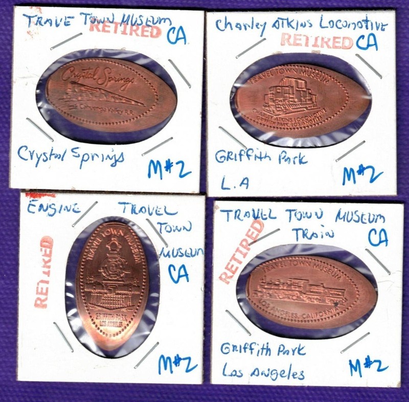 TRAVEL TOWN MUSEUM Los Angeles California Retired Elongated Copper Penny Set