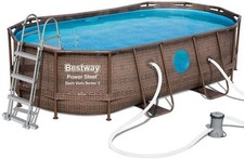 Swimming Pool 14' x 8' 2" Steel Pro Frame Bestway Rattan Swim Outdoor Garden