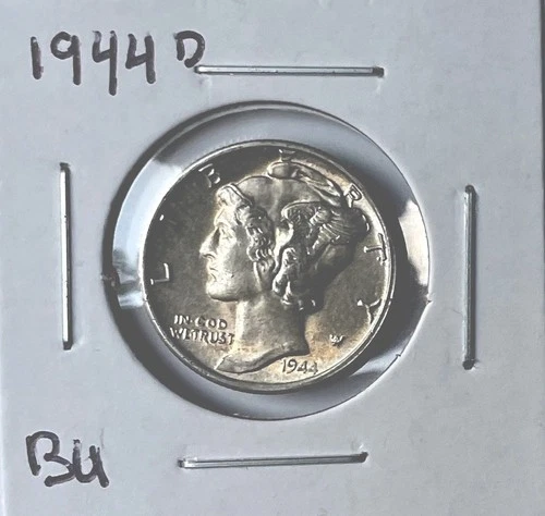 1944 D -Mercury Dime Bu- Full Bands- Attractive Eye Appeal.