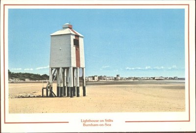 Burnham-on-Sea Leuchtturm auf Stelzen Fotofarbe Postkarte Dennis