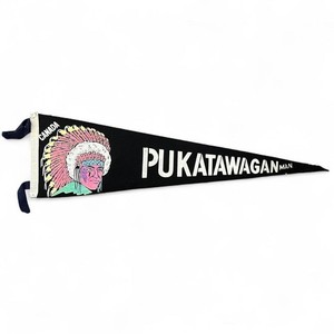 True Vintage Pukatawagan Canada Pennant Black Felt Manitoba Native