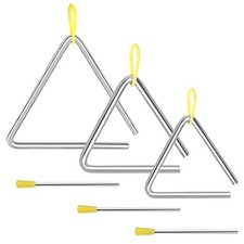 EASTROCK 3-Pack Triangle Percussion Instrument Set with Striker - 4, 5, 6 Inch